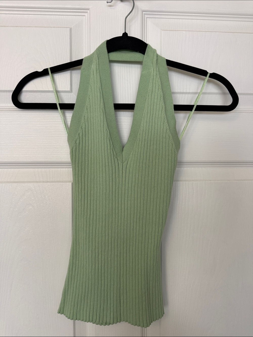 LOFT Light Green Ribbed V-Neck Tank